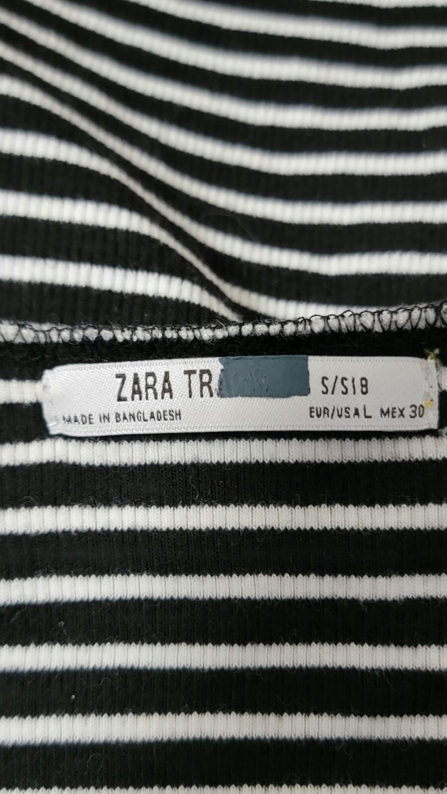 Zara Crop Tank Top Sz L Striped Black White