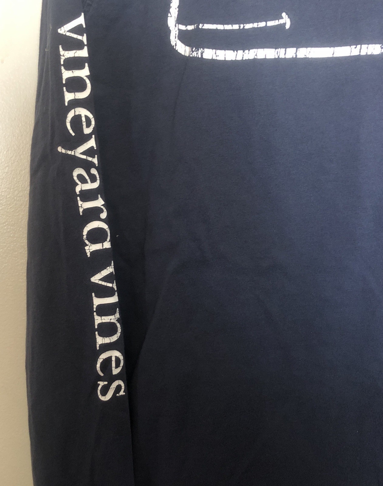 Vineyard Vines T Shirt Womens Medium Blue Long Sleeve Pocket Tee Whale Back Hit