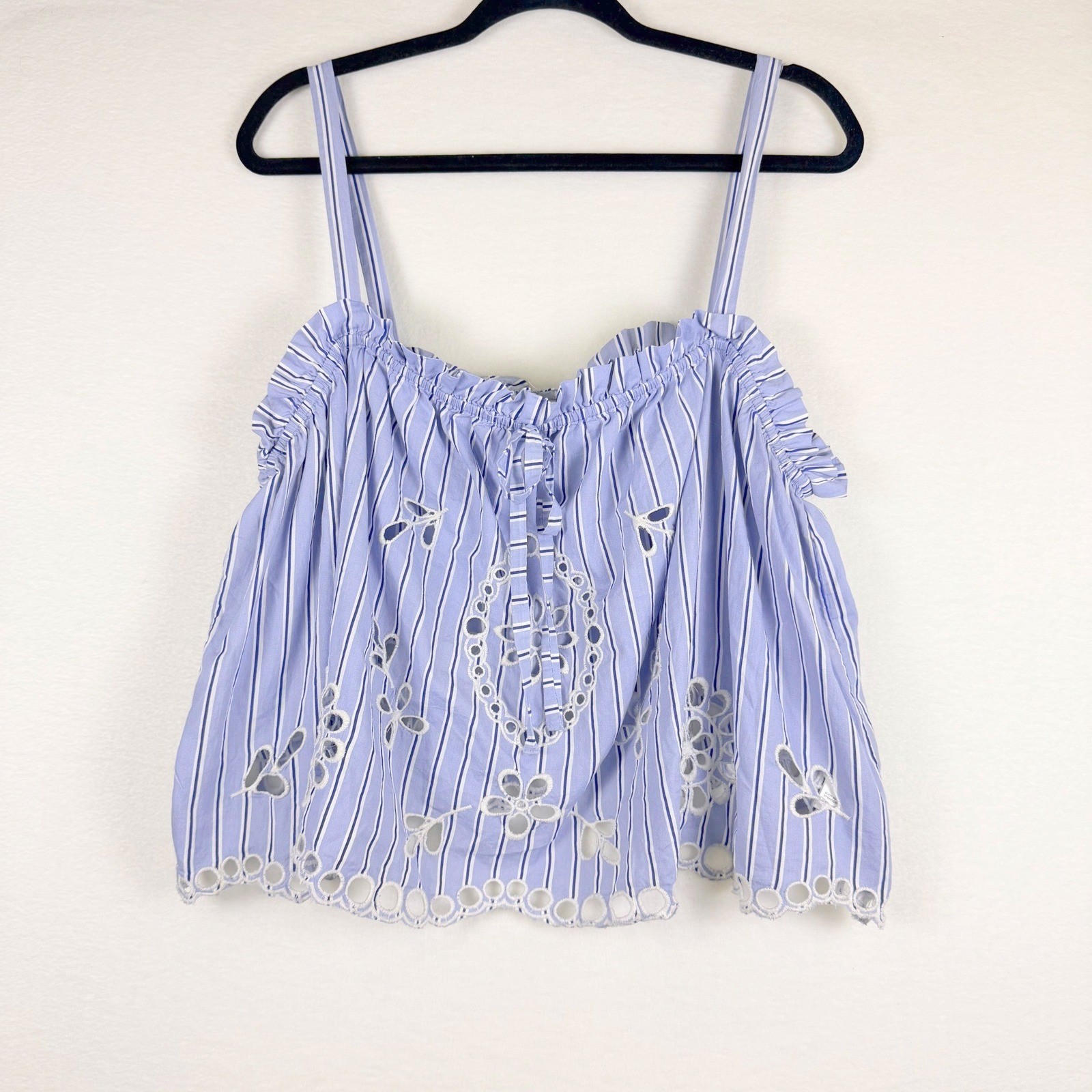 Maeve Anthropologie Embroidered Eyelet tank top Coastal Coquette Nautical Boho