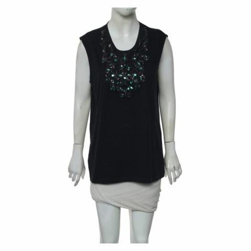 STELLA MCCARTNEY Navy Embellished Jeweled Sleeveless Tunic Top Size 40/M-L