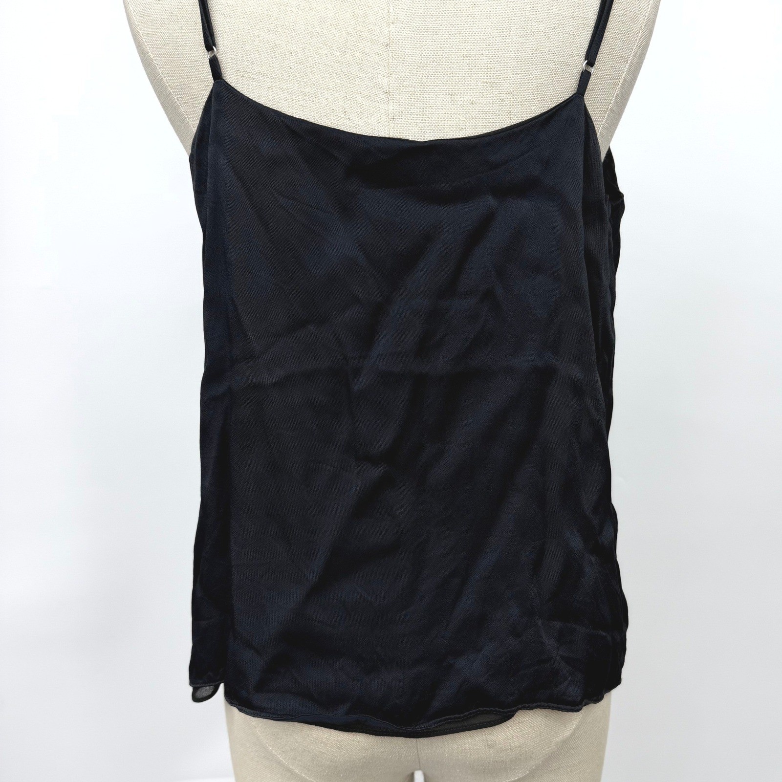 Fab’rik Black “silk feel” V-Neck Spaghetti Strap Camisole Tank Top Womens Medium