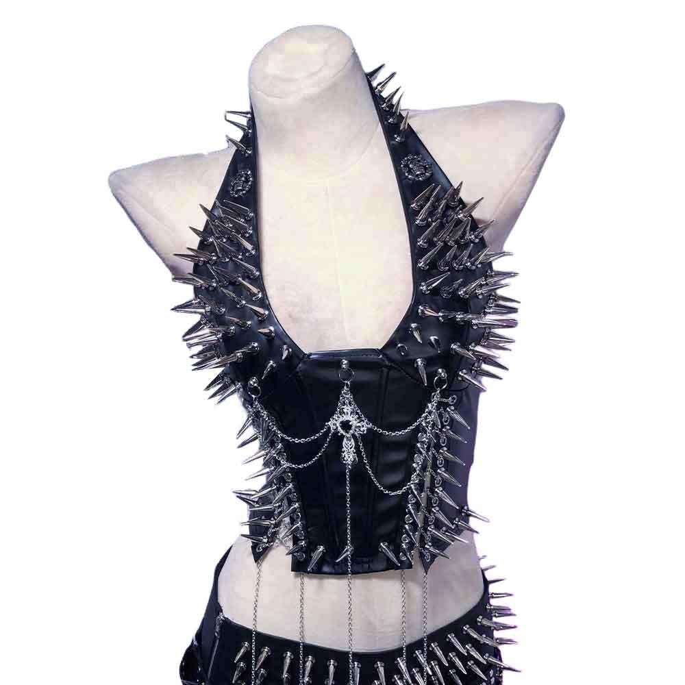 Goth Tops Spiked Gothic Tank Y2K Emo Clothing Punk Rock Clothes Vkei Grunge Q2