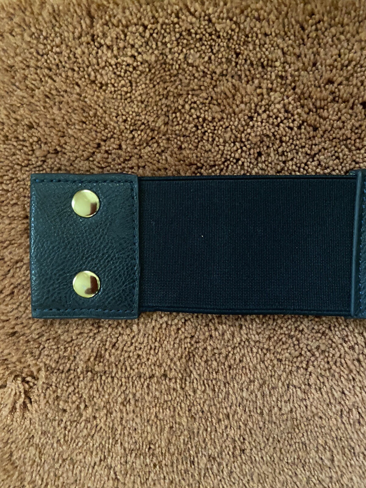woman’s Belt navy blue 30 inches , size small, Gold studs rubber