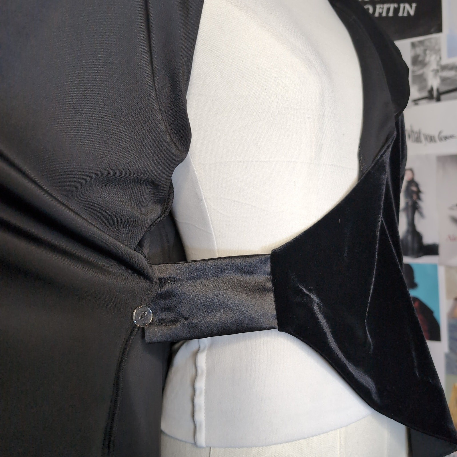 Velvet Wrap Top with Satin Collar and Cuffs Gothic