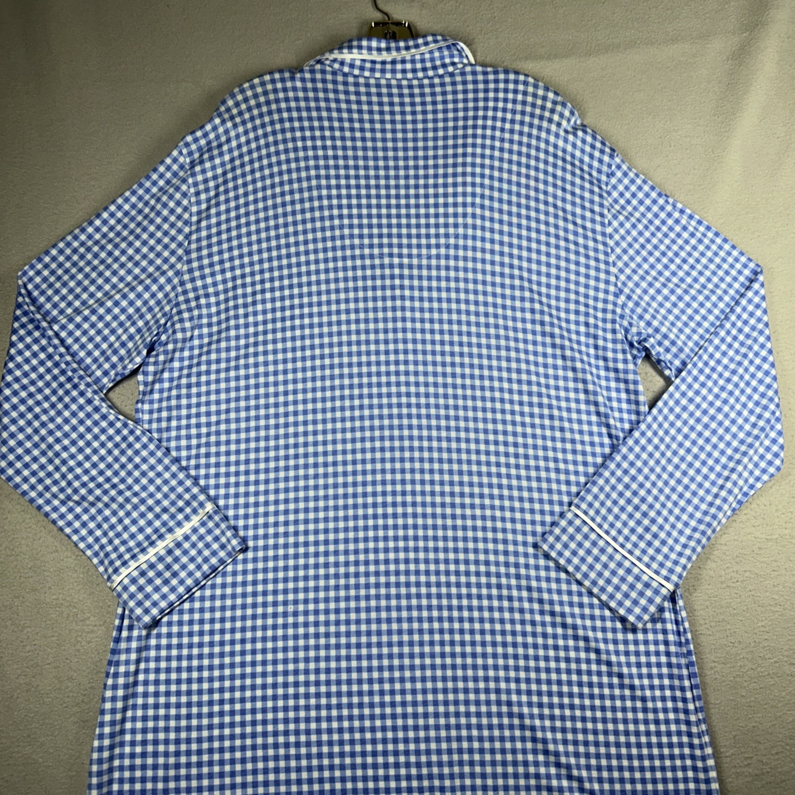 Cosabella Sleep Coverup Check Women’s 2XL Button Up 40” Long Blue White