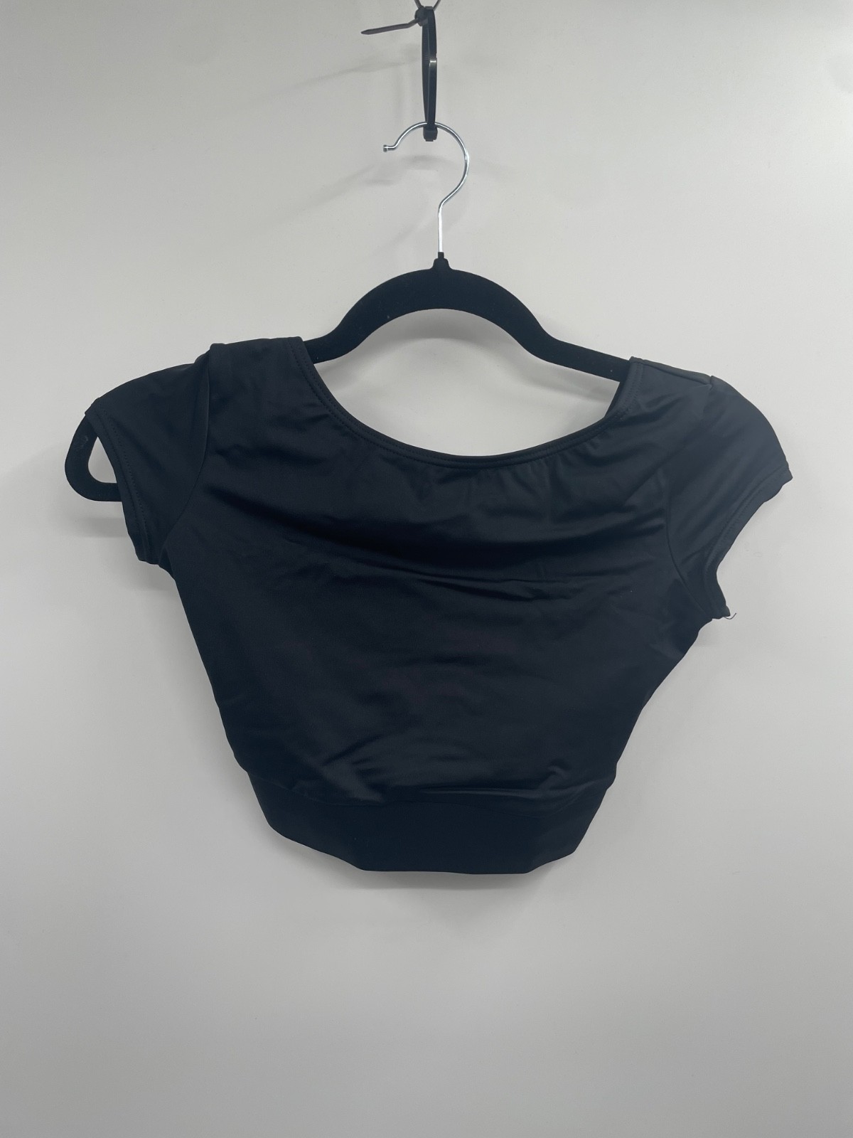 NWT Balera 14282 Knotted Bow Back Crop Top Women’s 4/6 Black Short Sleeve SA