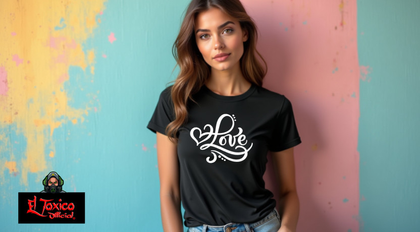 LOVE Women’s black t-shirt front design Women’s *Softstyle Cotton tee*