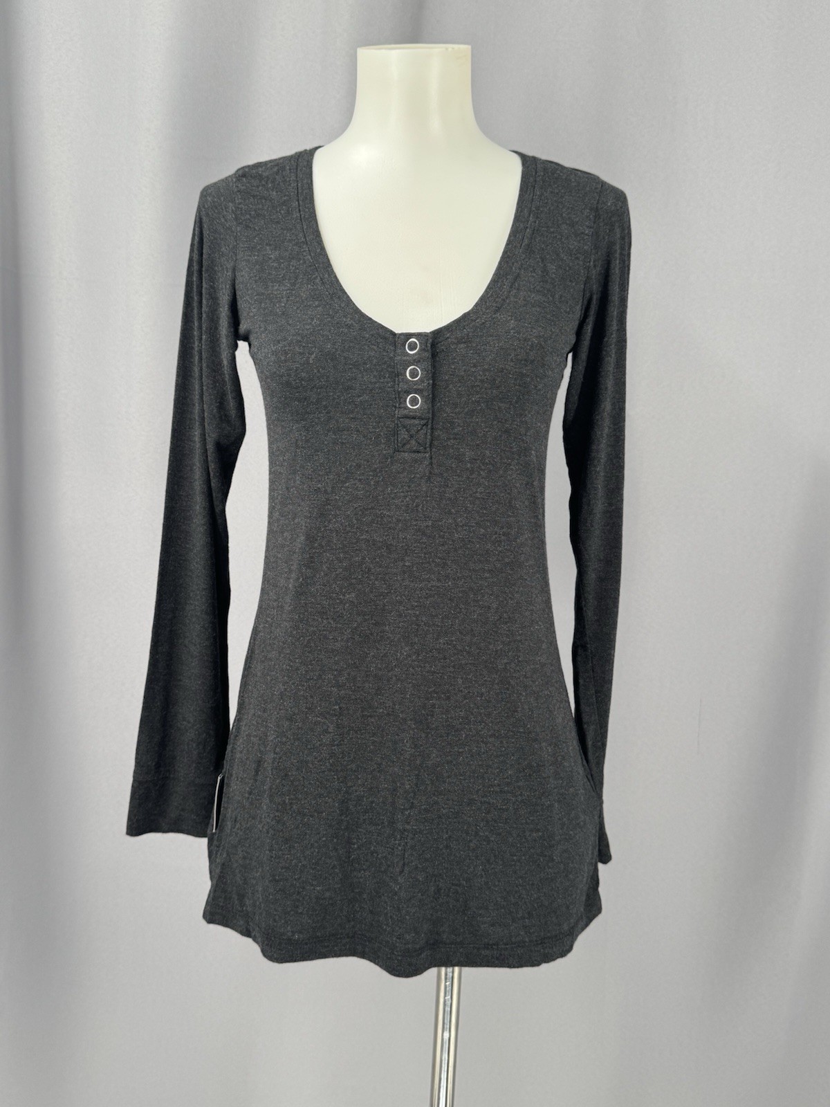 Ugg Henley Top Womens XS Charcoal Gray Long Sleeve Button Front Retro Y2K 90s