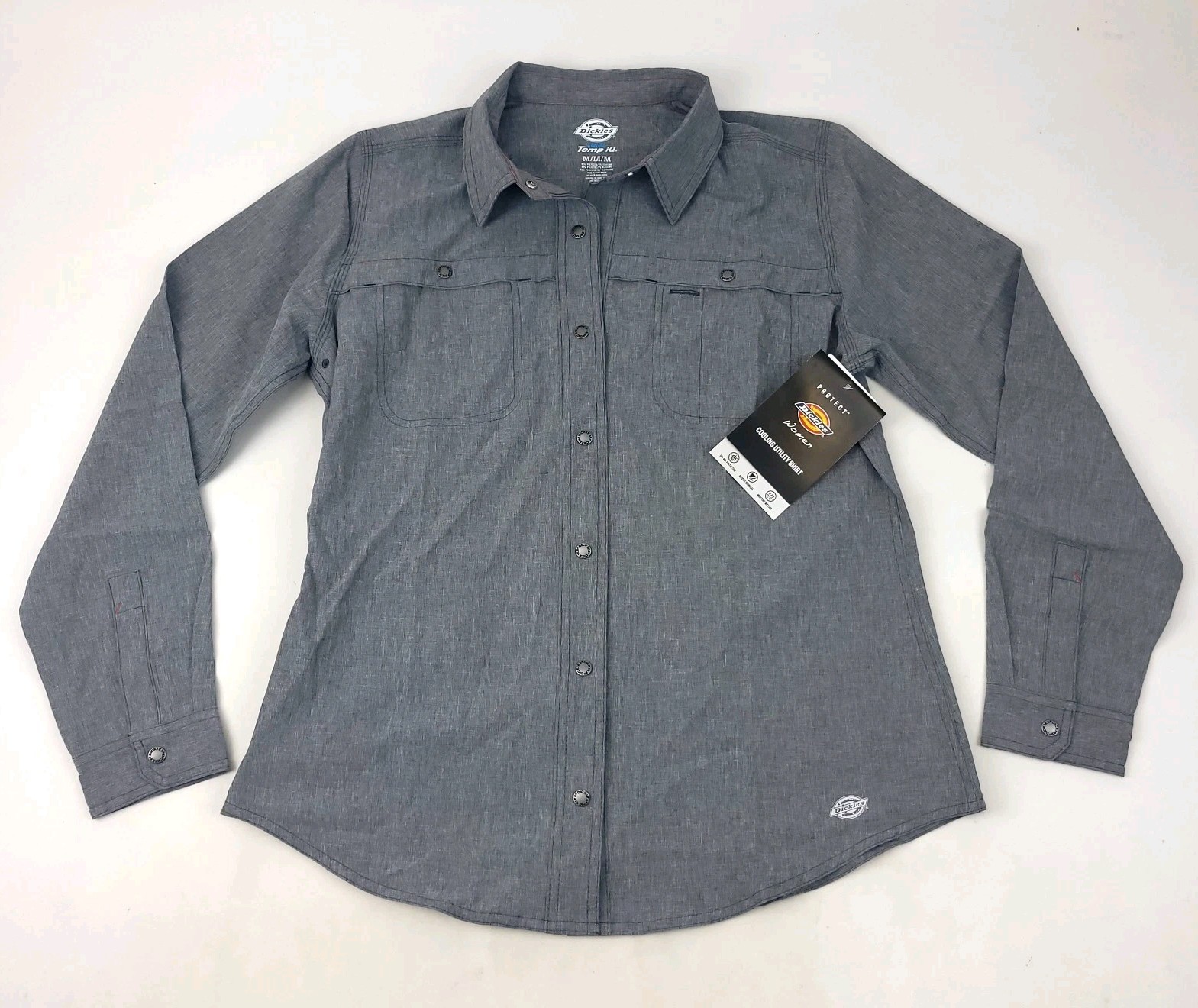 Dickies Women’s Long‑Sleeve Temp‑IQ® Cooling Utility Shirt, Gray Medium New