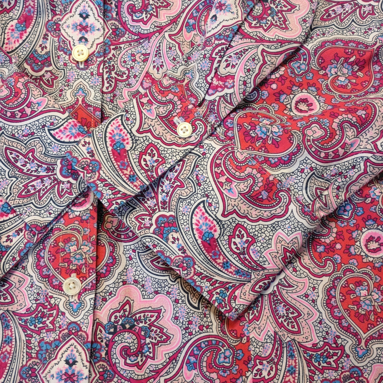 Womens Top-TALBOTS-Pink/Blue/White Paisley Like 100% Cotton Collared Size 6