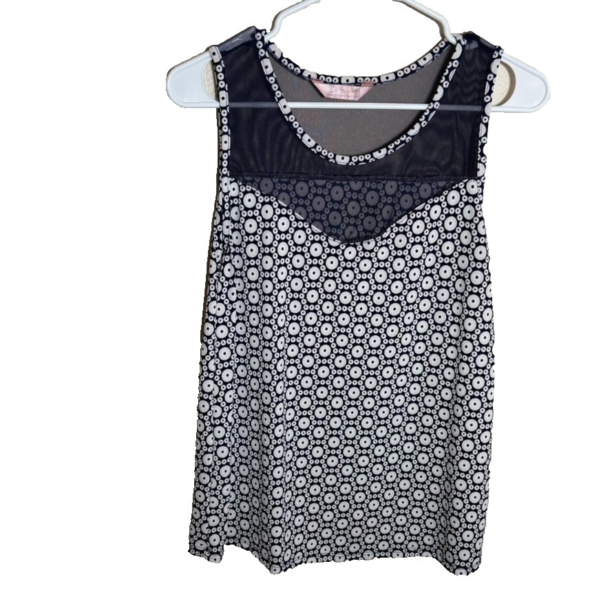 SJS Blouse Women’s Small Blue Mesh Sheer Sleeveless Casual Tank Top Shirt