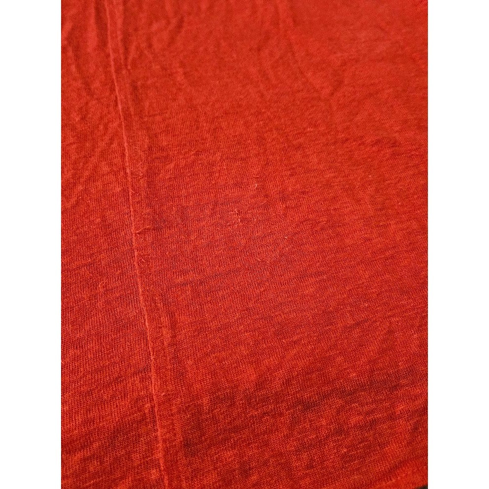 Tahari Women Coral Orange 100% Linen V-Neck Short Sleeve Top Size Medium