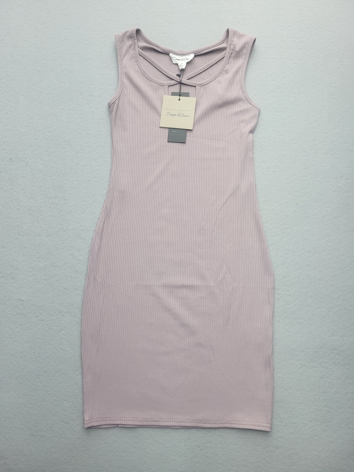 Sugar & Cream Womens Dress Medium Purple Dress Sleevless Ribbed Casual