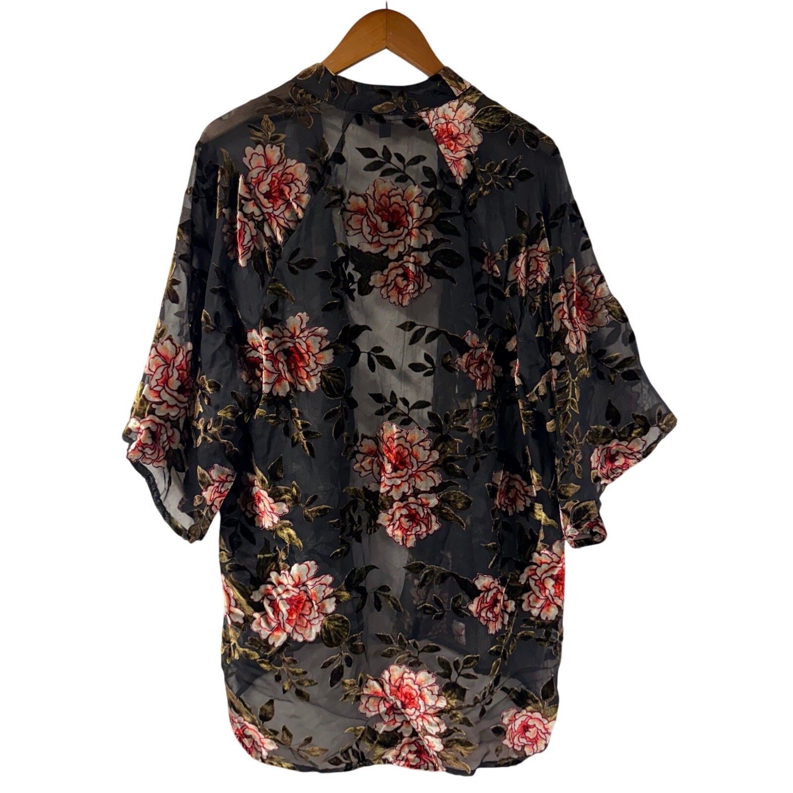 American Eagle Burnout Floral Medium Semi Sheer Open Cardigan