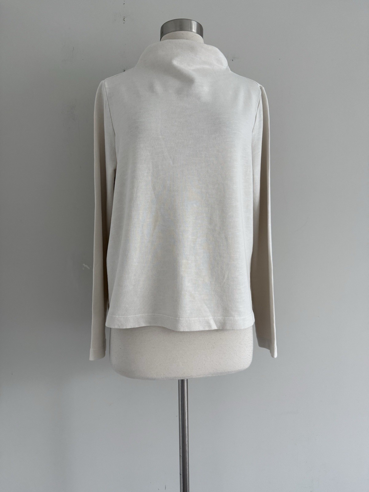 NEW $148 EILEEN FISHER 100% ORGANIC COTTON FUNNEL NECK TOP SIZE S