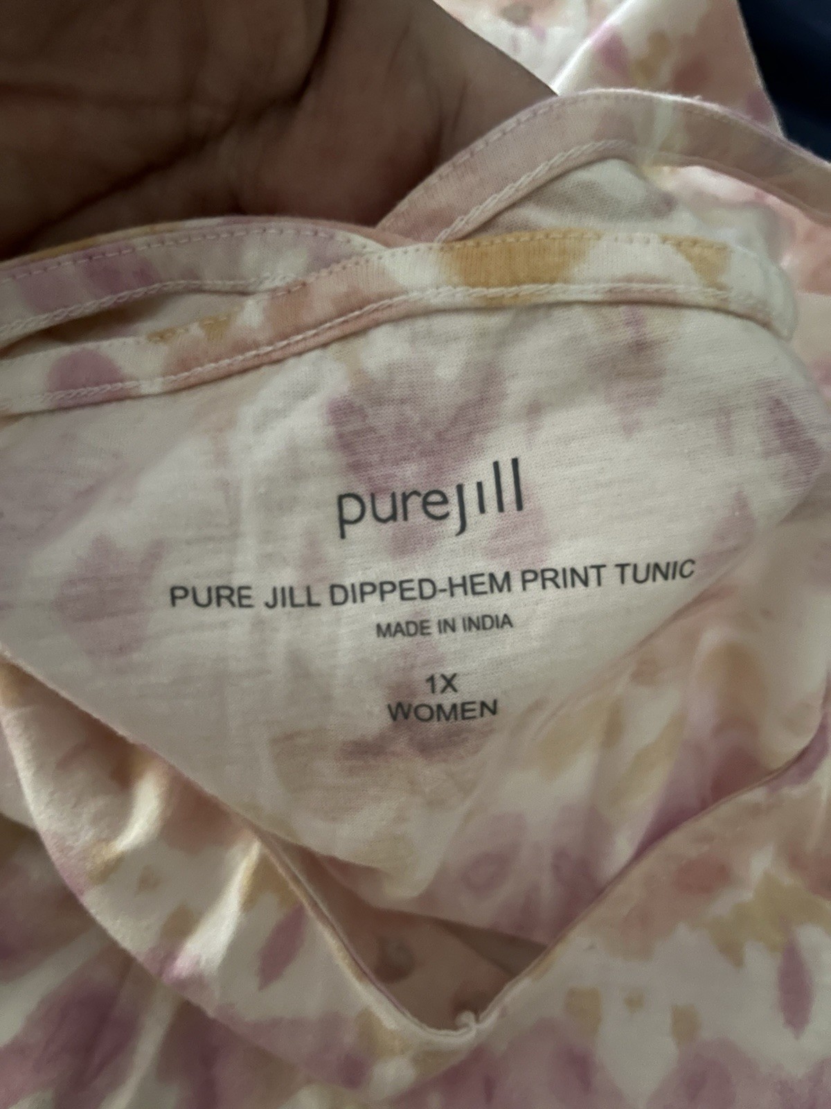 J Jill NWT Pure Jill 100% Pima Cotton 1X tie dye batik tunic SL Pastels top