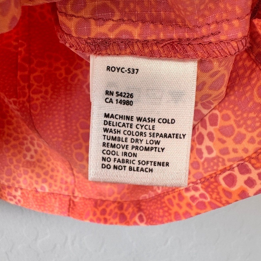 Royal Robbins XL Button Up Shirt Orange 3/4 Sleeve Mesh Back Snap Front Hiking