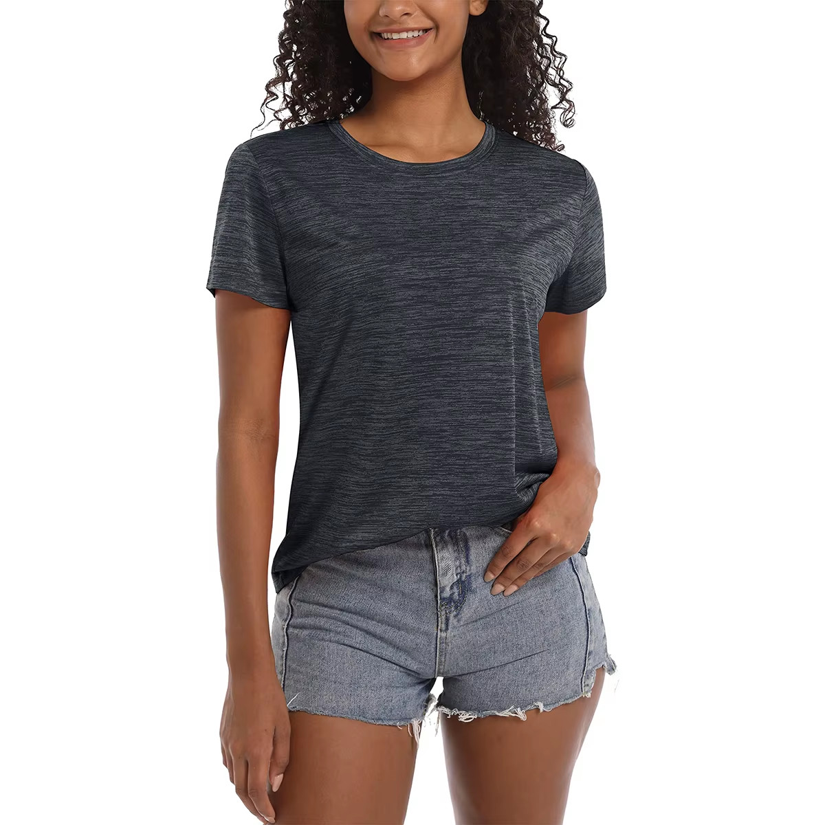 I Womens Sports T-Shirt Short Sleeve Quick Dry Lightweight Gym Top Summer