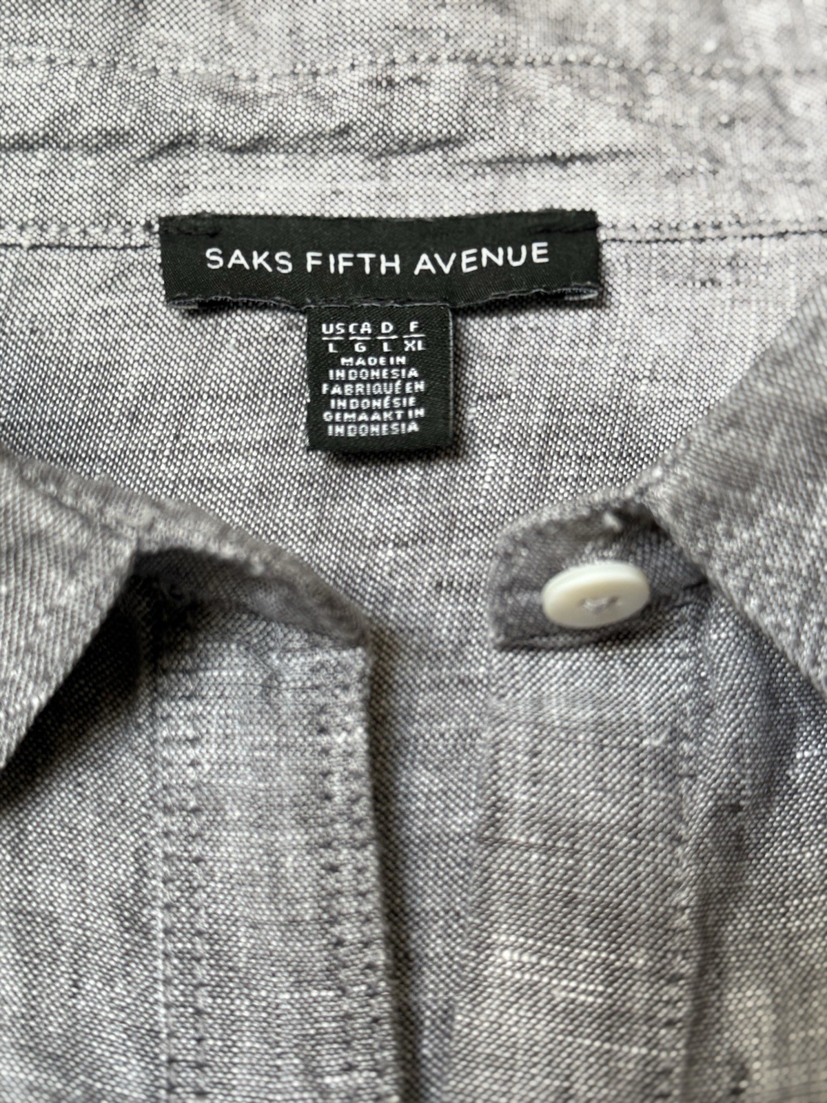 Saks Fifth Avenue 100% Linen Button-Down Shirt Gray Women’s Large