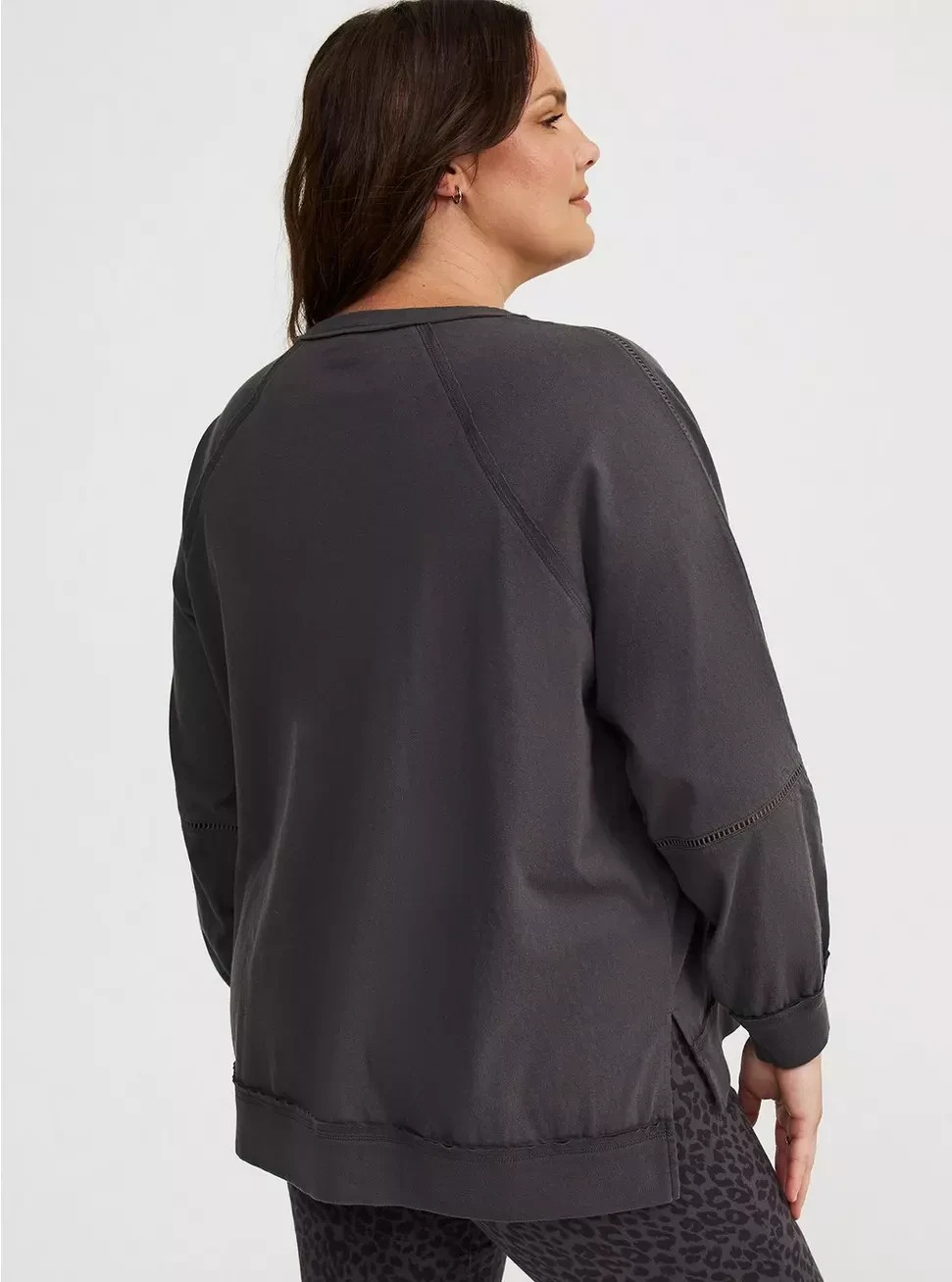 Torrid Plus 1X Long Sleeve Relaxed Dolman Tee Crew Neck Vintage Black NWT