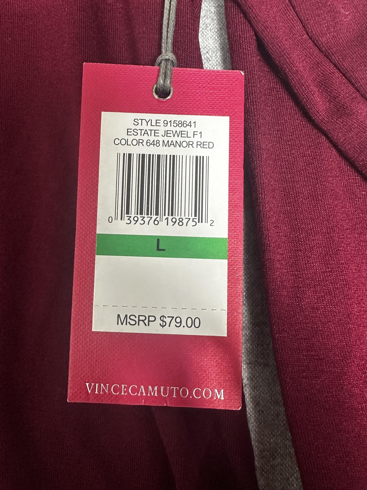 Vince Camuto Shirt Womens Large Manor Red Faux Fur Cuff Estate Jewel New