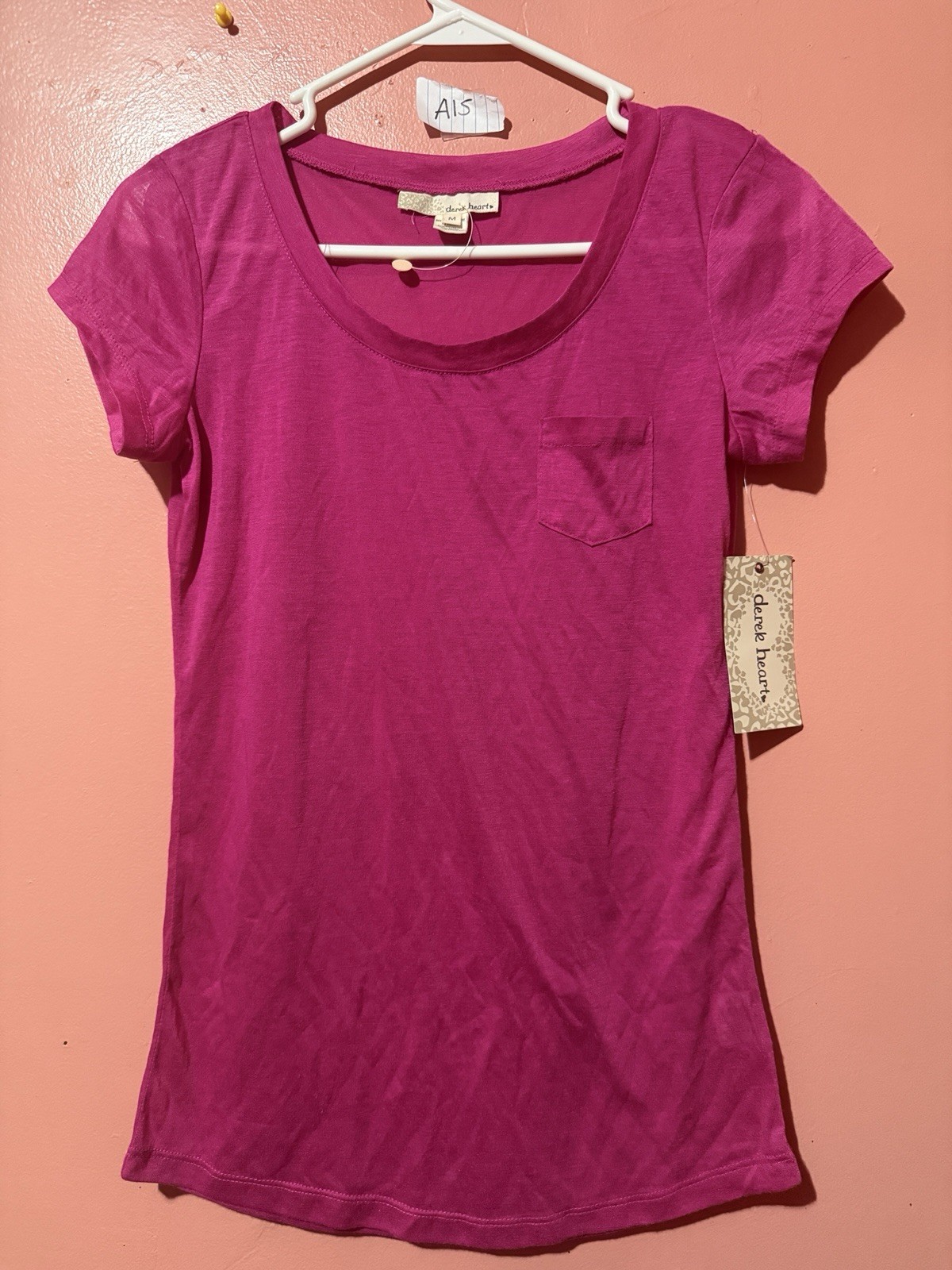 Derek Heart Womens TShirt M Medium Pink Short Sleeve Tee Shirt Sheer New