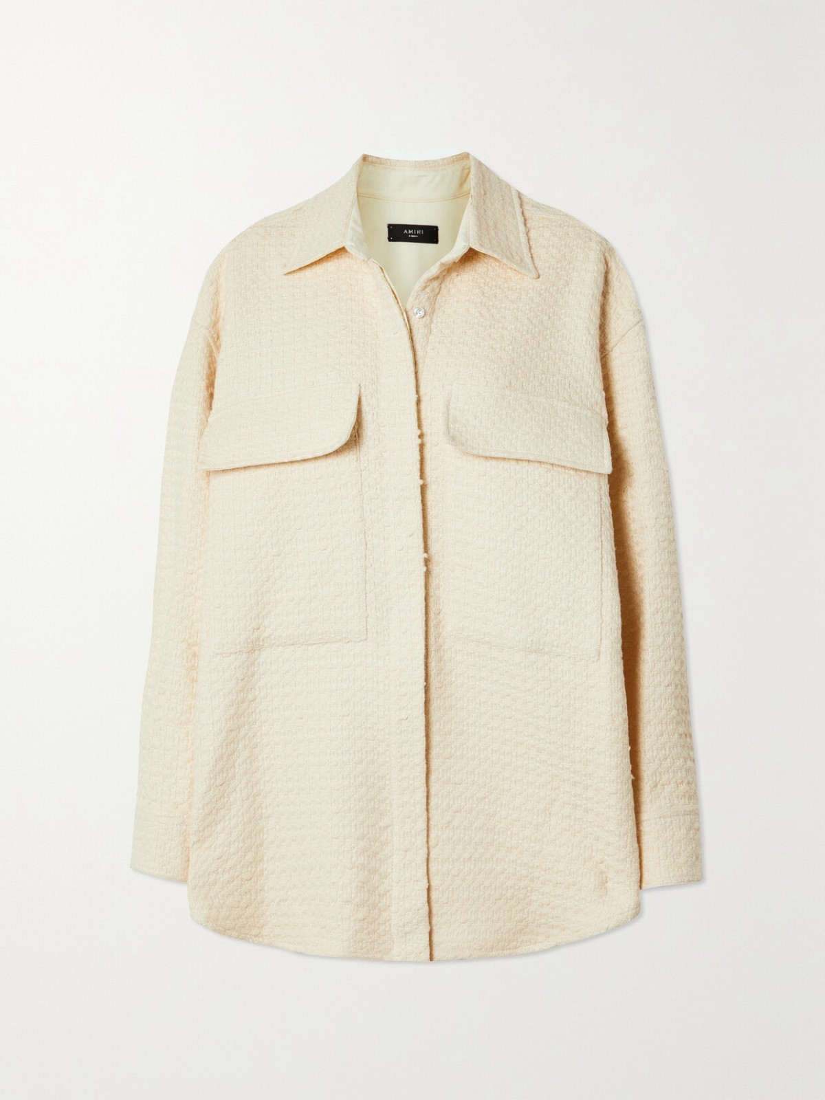 Amiri Women’s Natural Off White Oversized Cotton Blend Tweed Shirt Size XXS