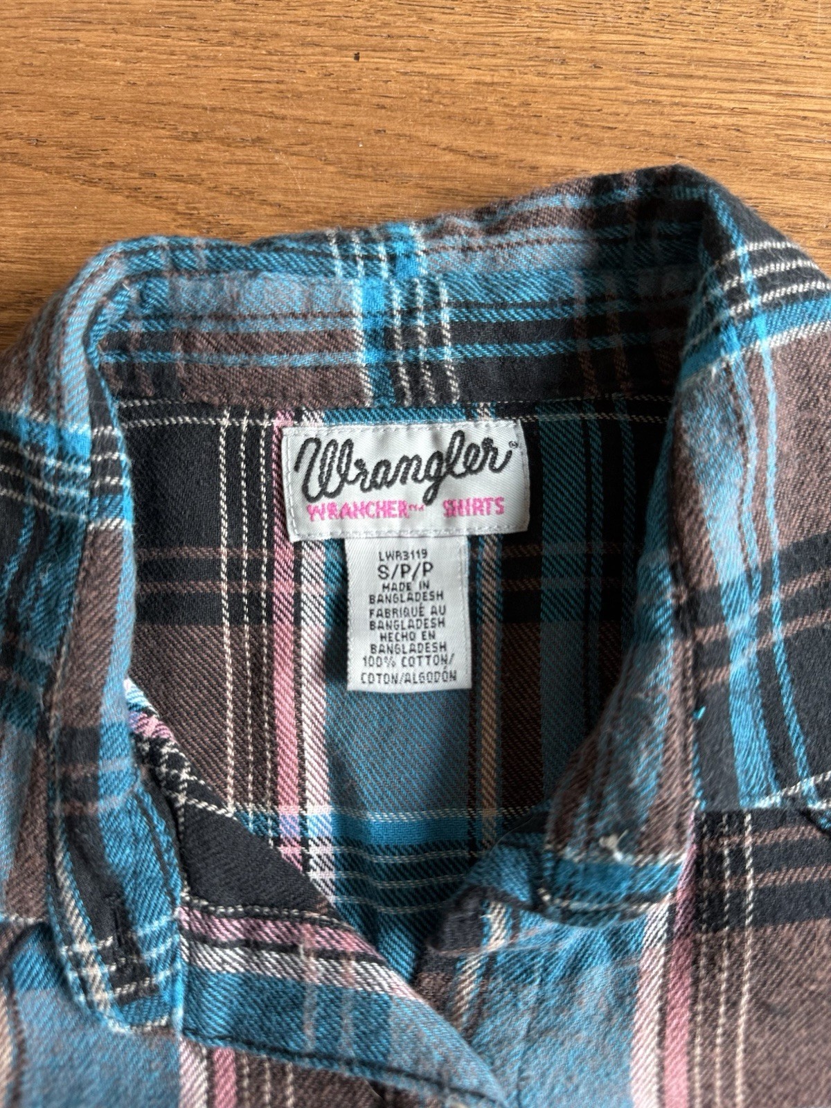 Wrangler Women’s Size S Plaid Flannel Cotton LS Button-Up Pockets