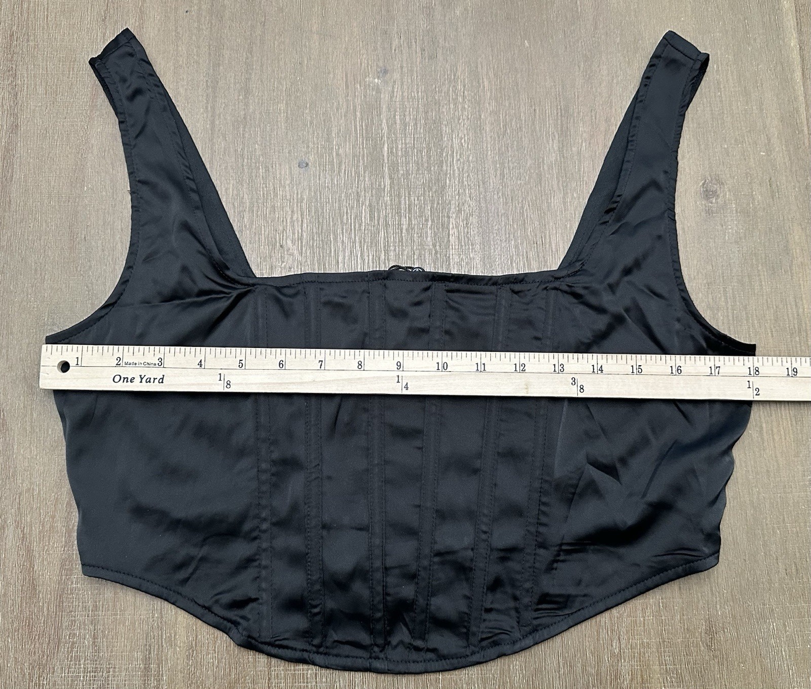 NWT Missguided Sleeveless Black Satin Corset Crop Top Size 12