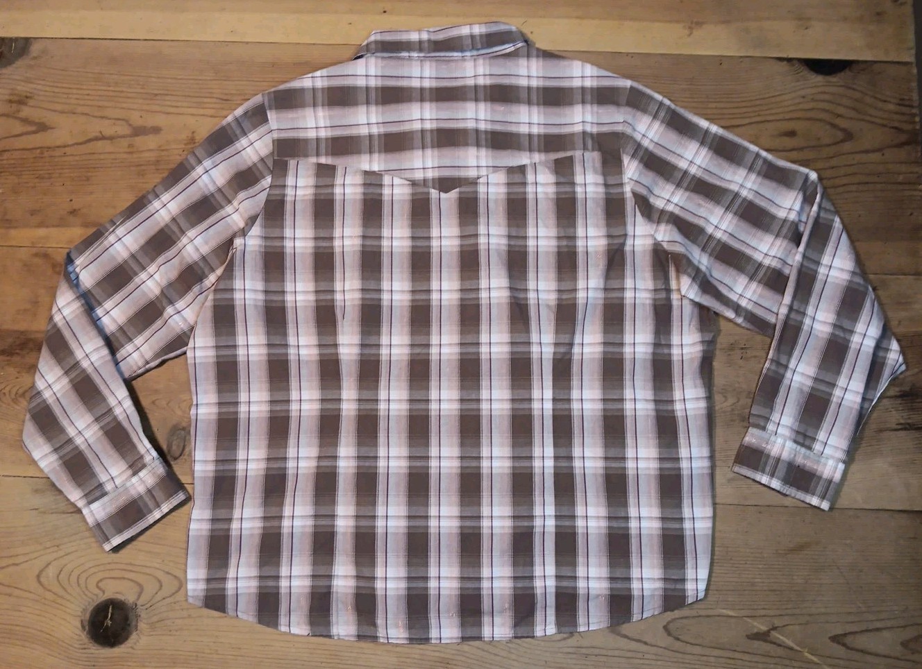 LifeStyle Shirt Womens Plus 4X Crystal Snap Front Brown Metallic Plaid Western