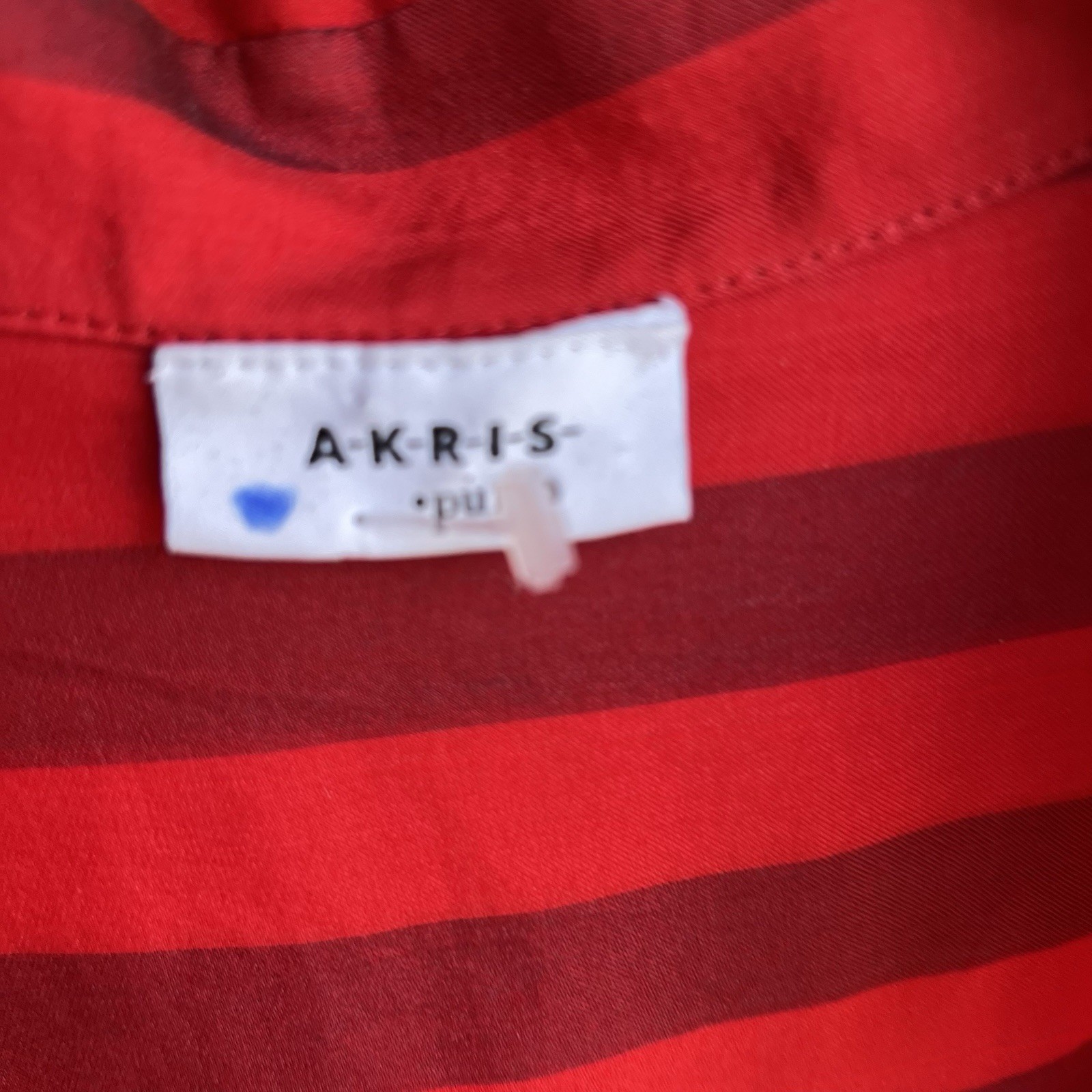 Akris Punto Tonal Mulberry Silk Cupro Blouse Luminous Red Stripe Size 6