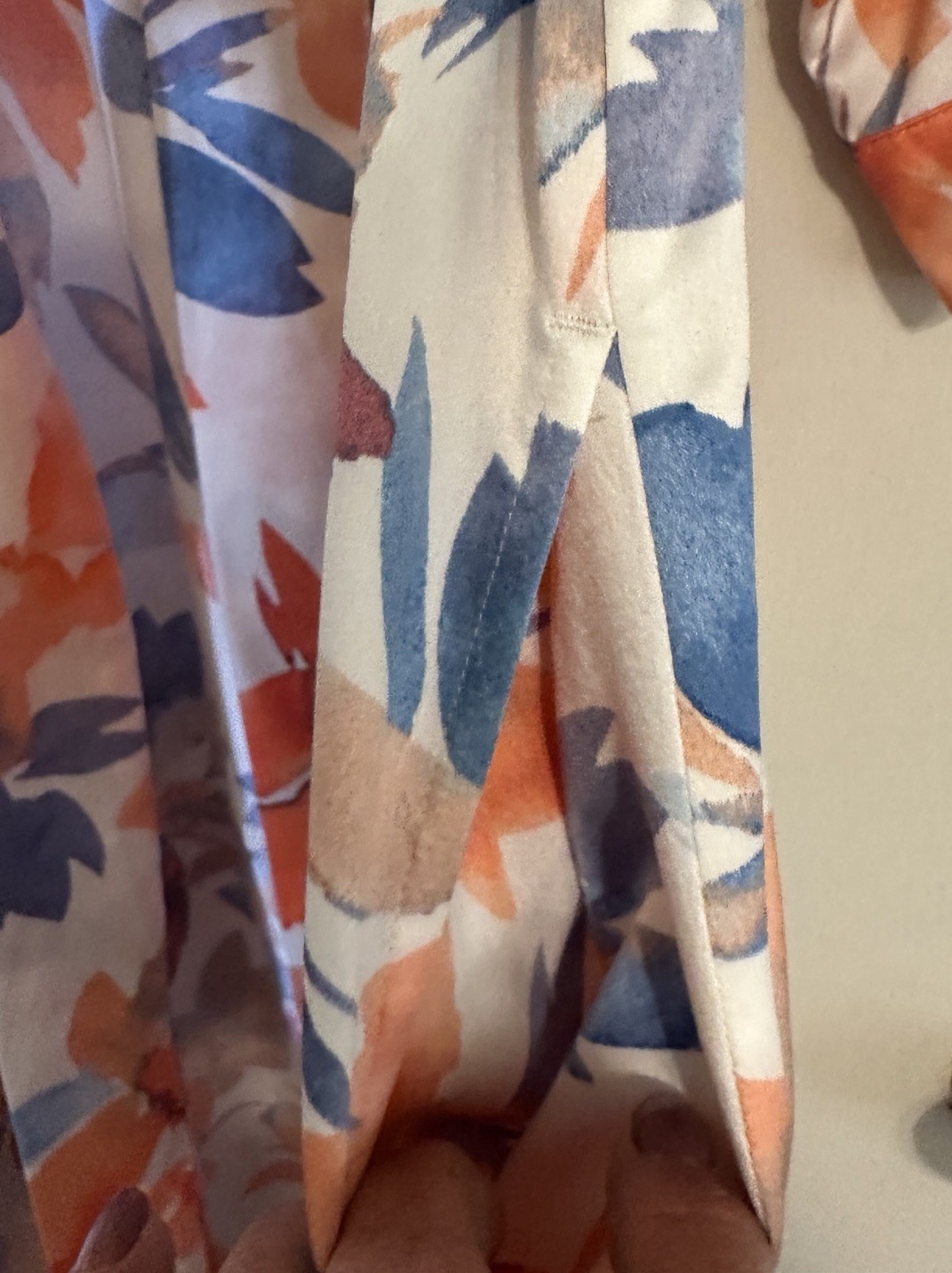 Cabernet Kimono Robe Long Orange / While Floral Tie Waist Sz Elegant House Coat
