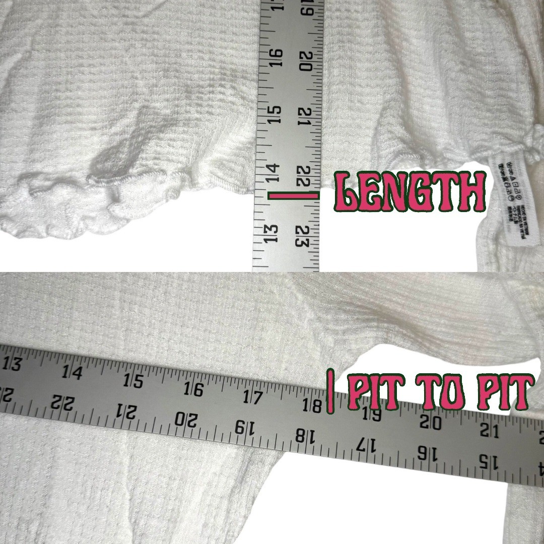 Intimately Free People Thermal Top L White Waffle Knit Lettuce Trim Balletcore