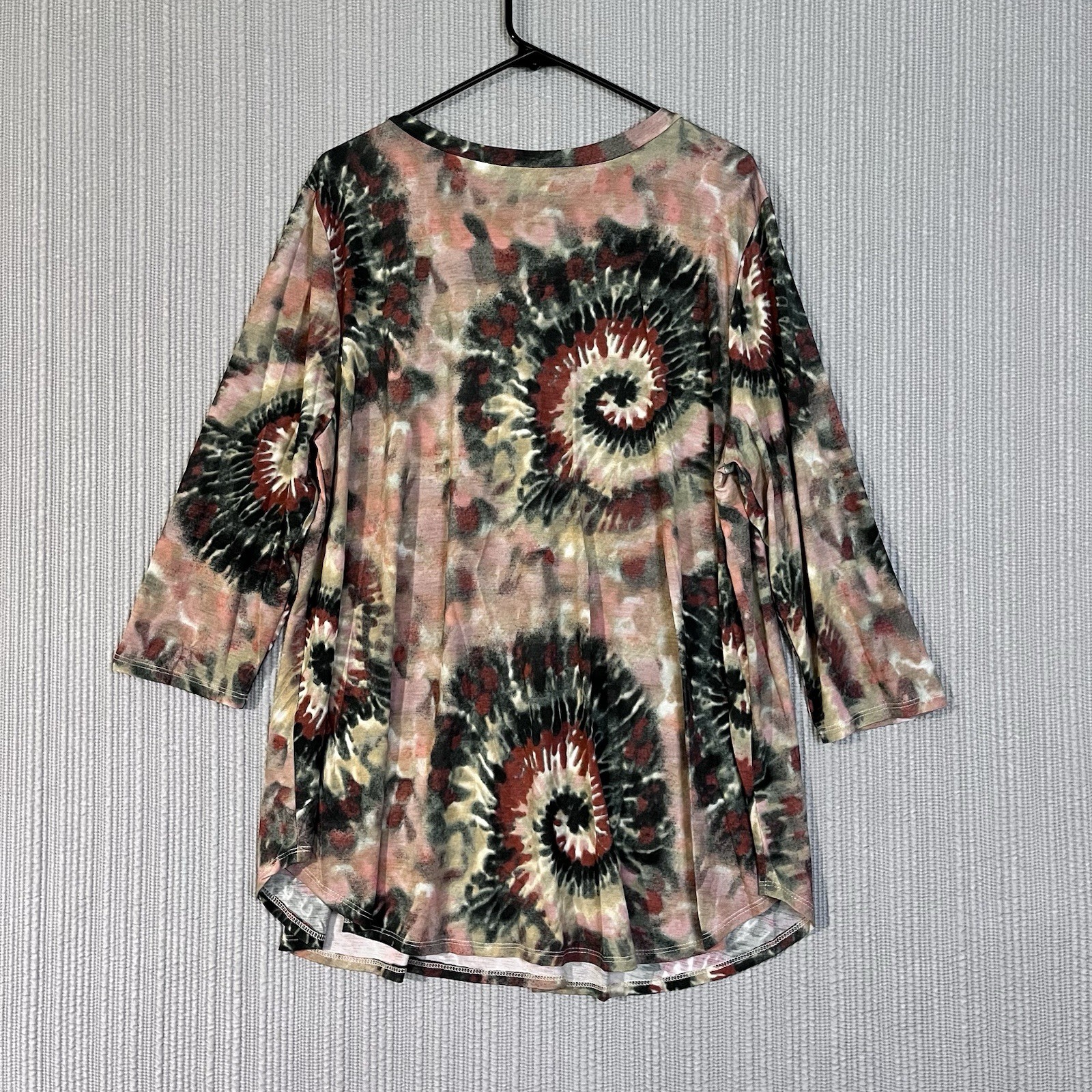 Honeyme Curvy V-neck Pullover Tunic Top Womens XXXL Abstract Autumn Colors
