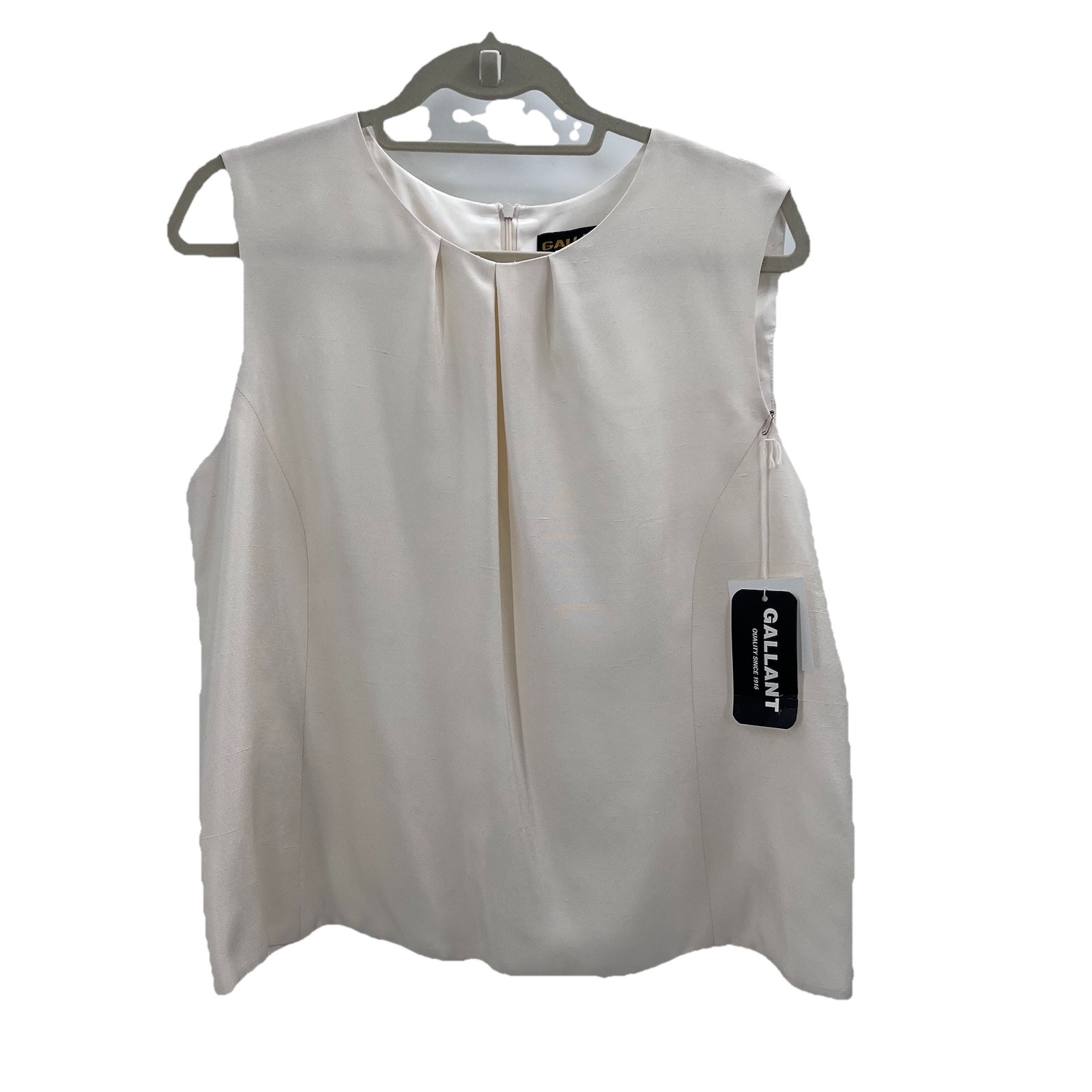 Vintage GALLANT Cream Ivory 100% Silk Sleeveless Shell Top Lined Womens 14 – NWT