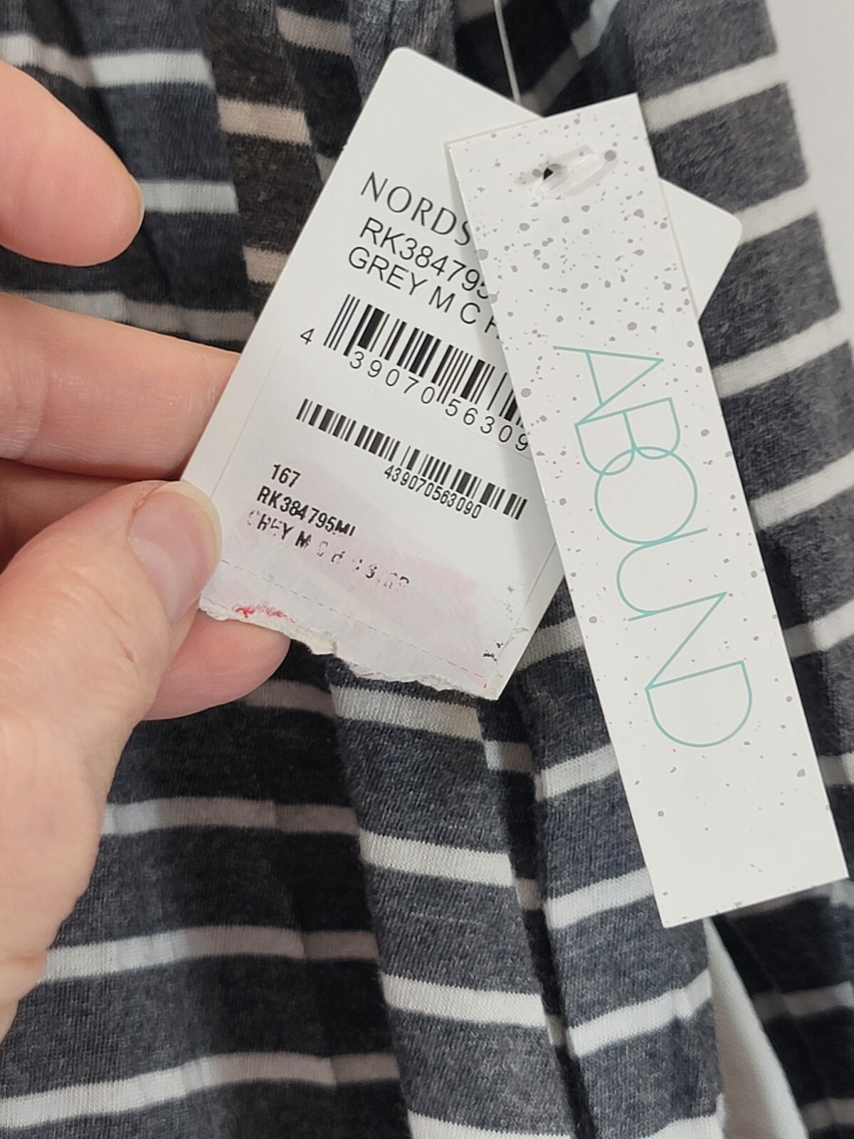 Women Nordstroms Rack Abound Tunic Top Gray White Stripes Long Sleeve Scoop Neck