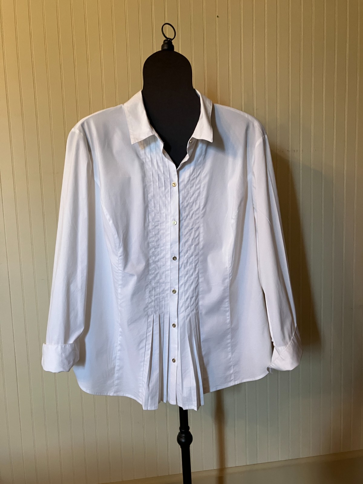 Chico’s ~Fresh White~Classic Career Vibe~Cuff SLV~Work Wear~Tunic Blouse~SZ~3=XL