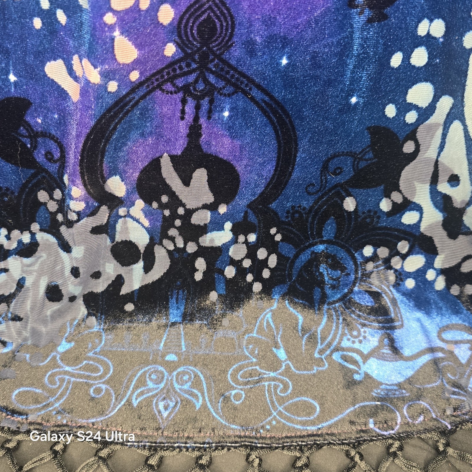 Disney Aladdin Velvet Burnout Fringe Kimono Size S/M purple blue ombre RARE VTG