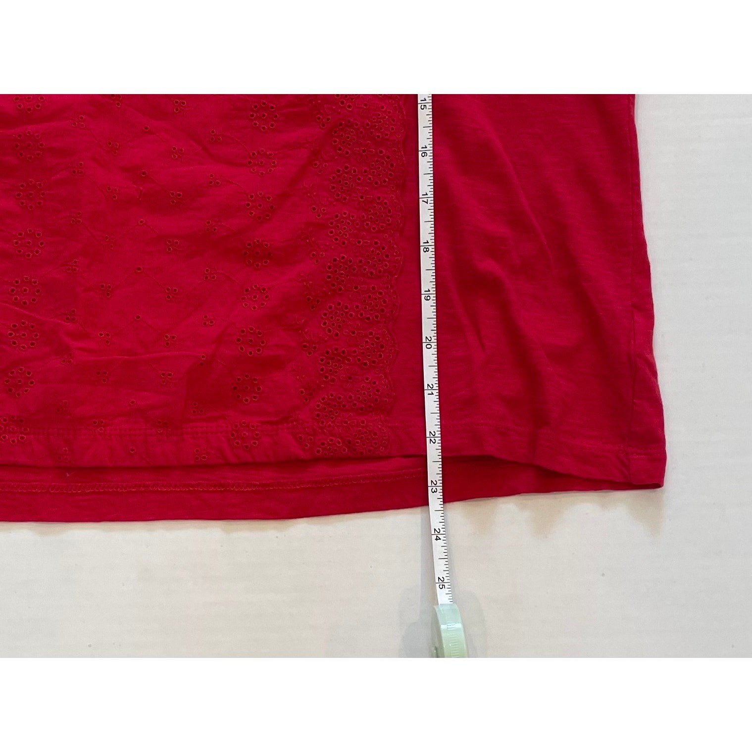 Talbots Red Short Sleeve T-Shirt, Eyelet Detail, Minimalist, Casual, Size LP