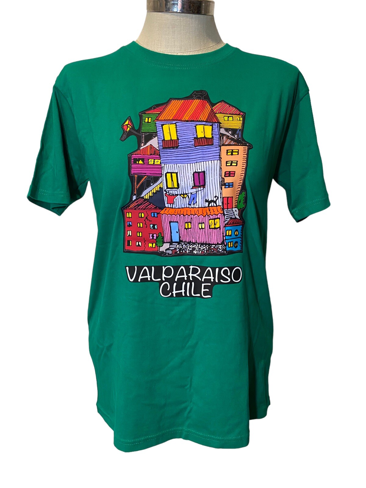 Sumey Woman’s Short Sleeve T Shirt Logo Valparaiso chile Colorful Sz M