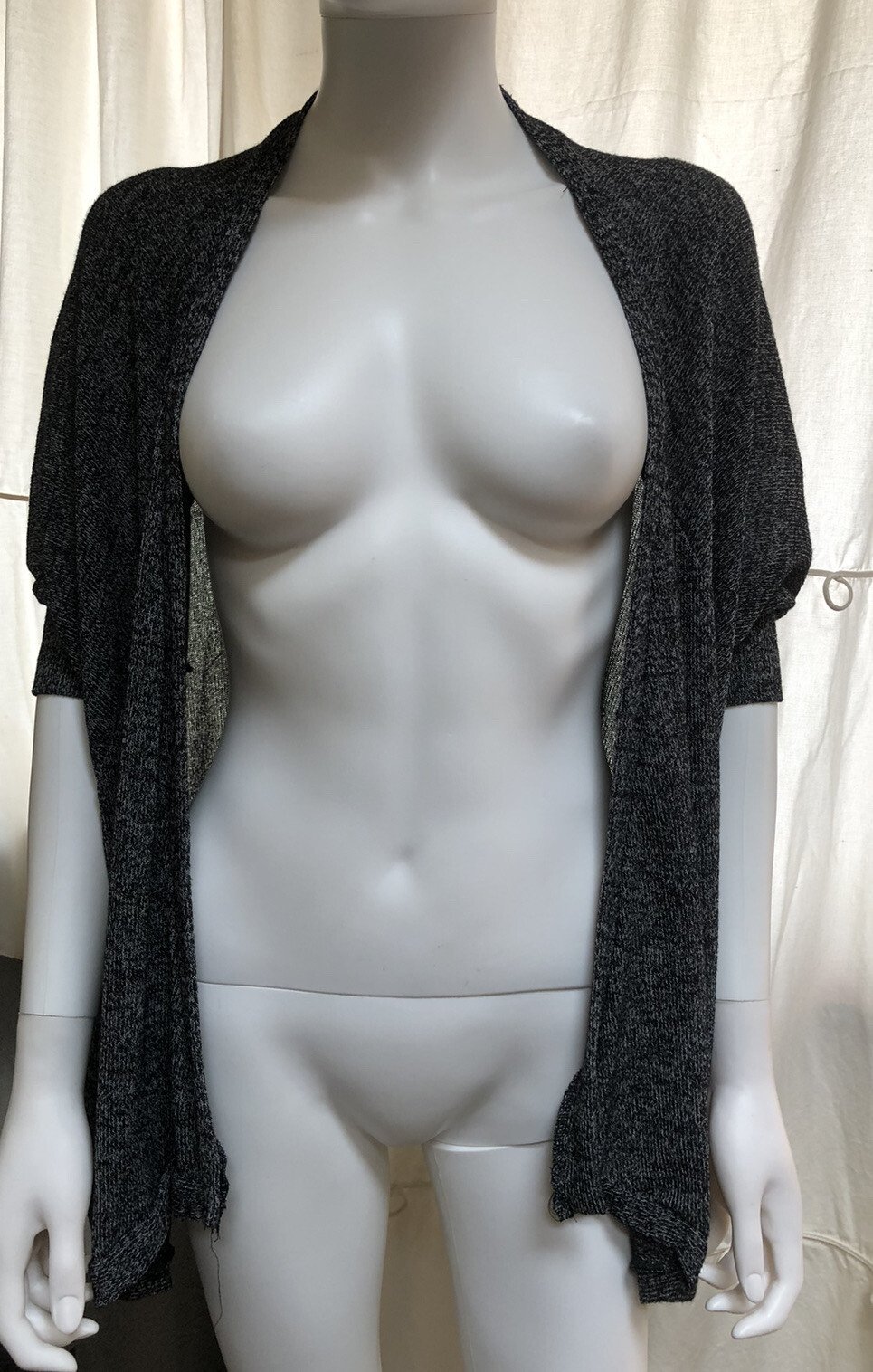 JOYCE LESLIE Open Front Lightweight Cardigan – Dark Heather Gray – Size M