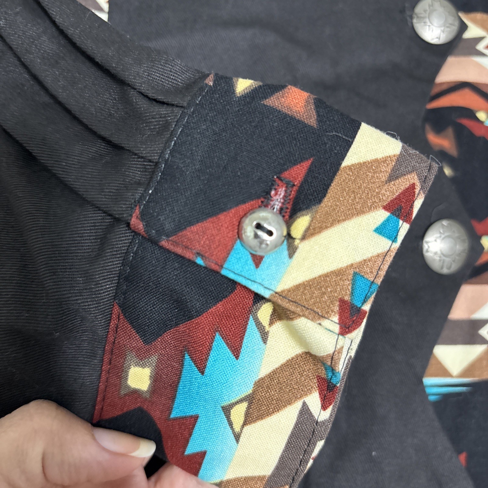 Vintage Banjo Dallas Texas Women’s Cropped Western Aztec Shirt Jacket Size Large