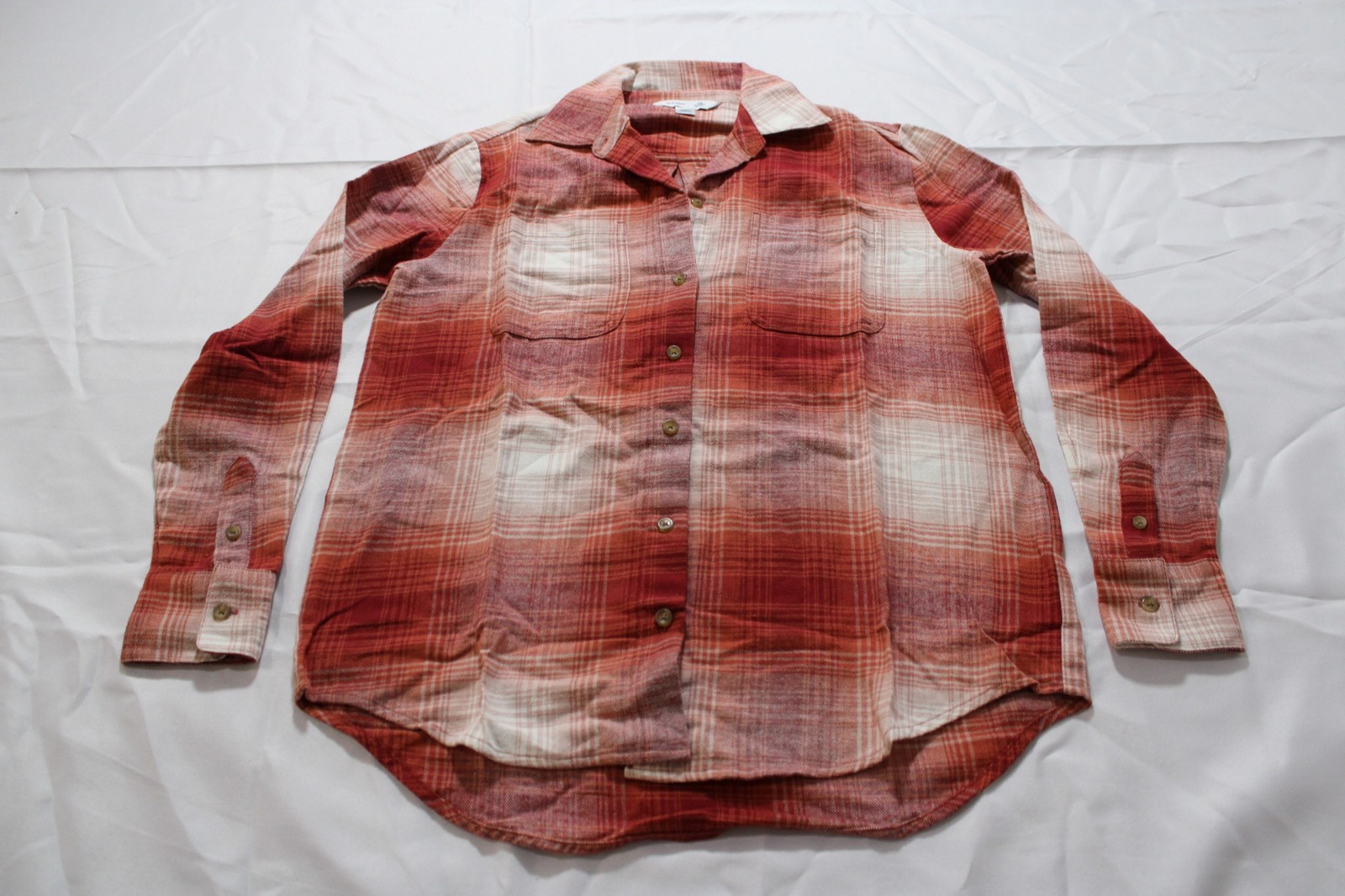 Old Navy Women’s Plaid Flannel Button-Down Boyfriend Shirt AP2 Pink Size:XS Tall