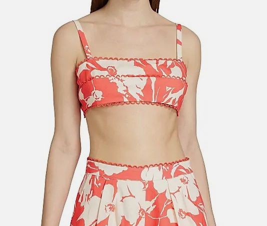 Amur Women Red Alina Cotton Floral Bra Top Size 6