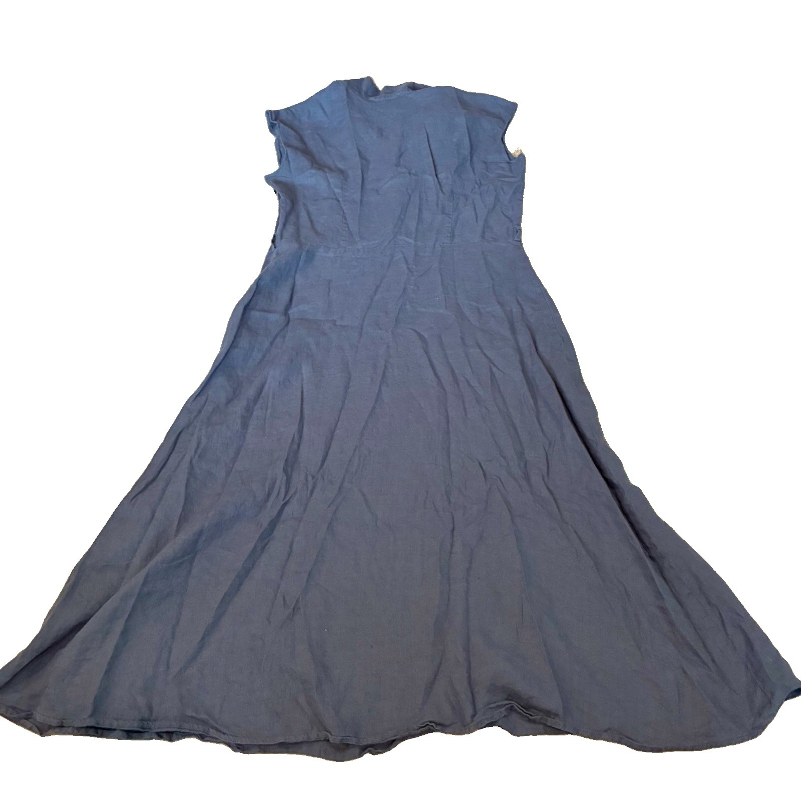 Agnes B. Blue Half button linen dress shirt size 40 France Minimalist Medium