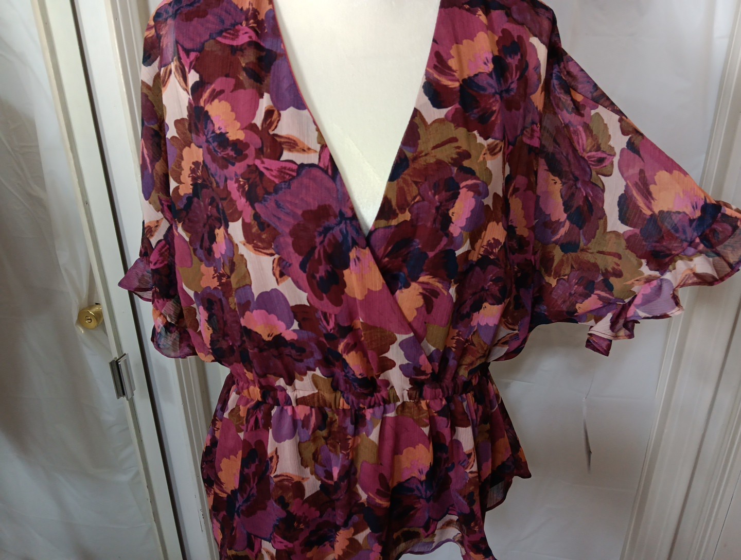 Sofia Jeans by Sofia Vergara Lined Multicolor Crossover Women Blouse Top Size XL