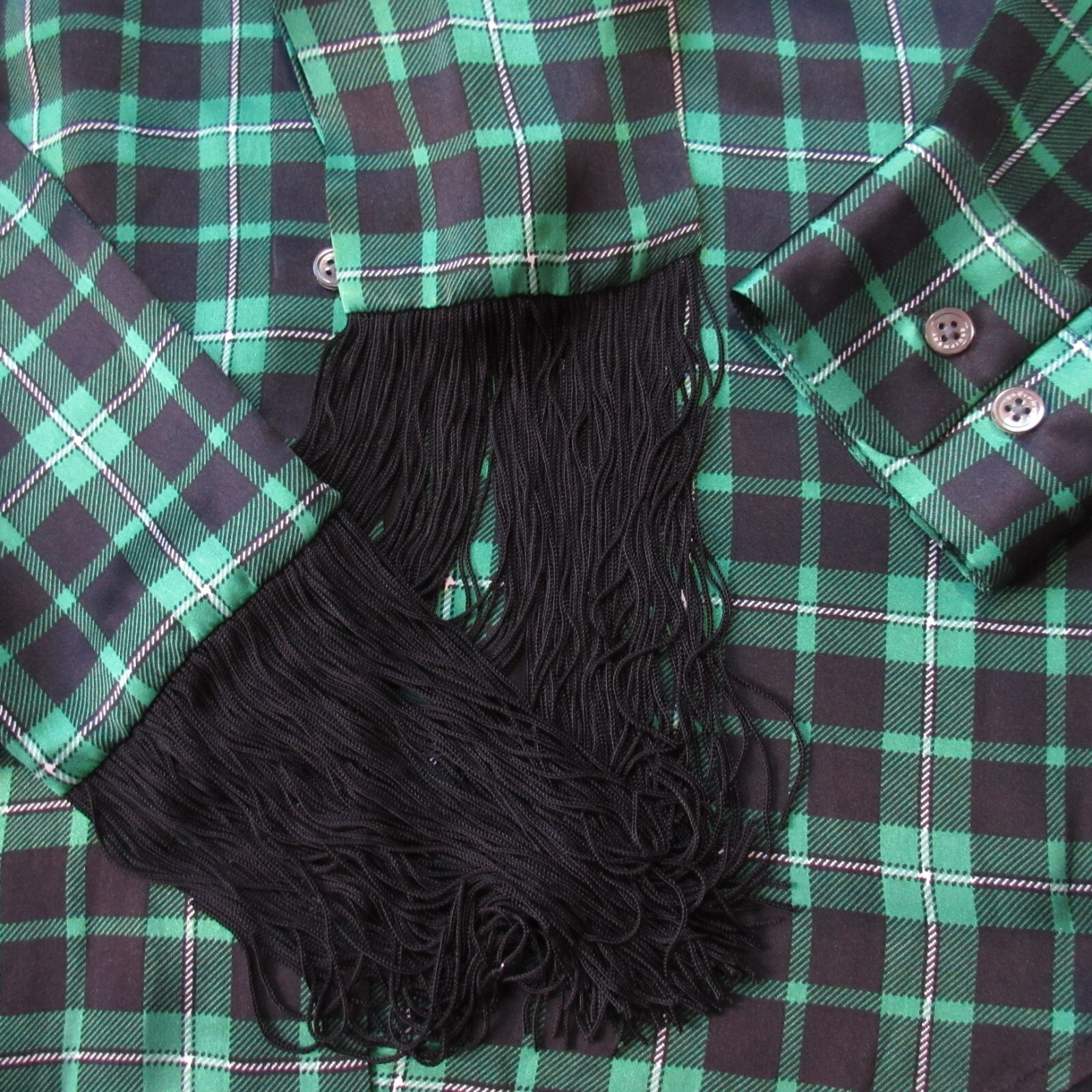 NWT Equipment Essential Tie Neck in Emerald Envy Plaid Silk Button Down Shirt S