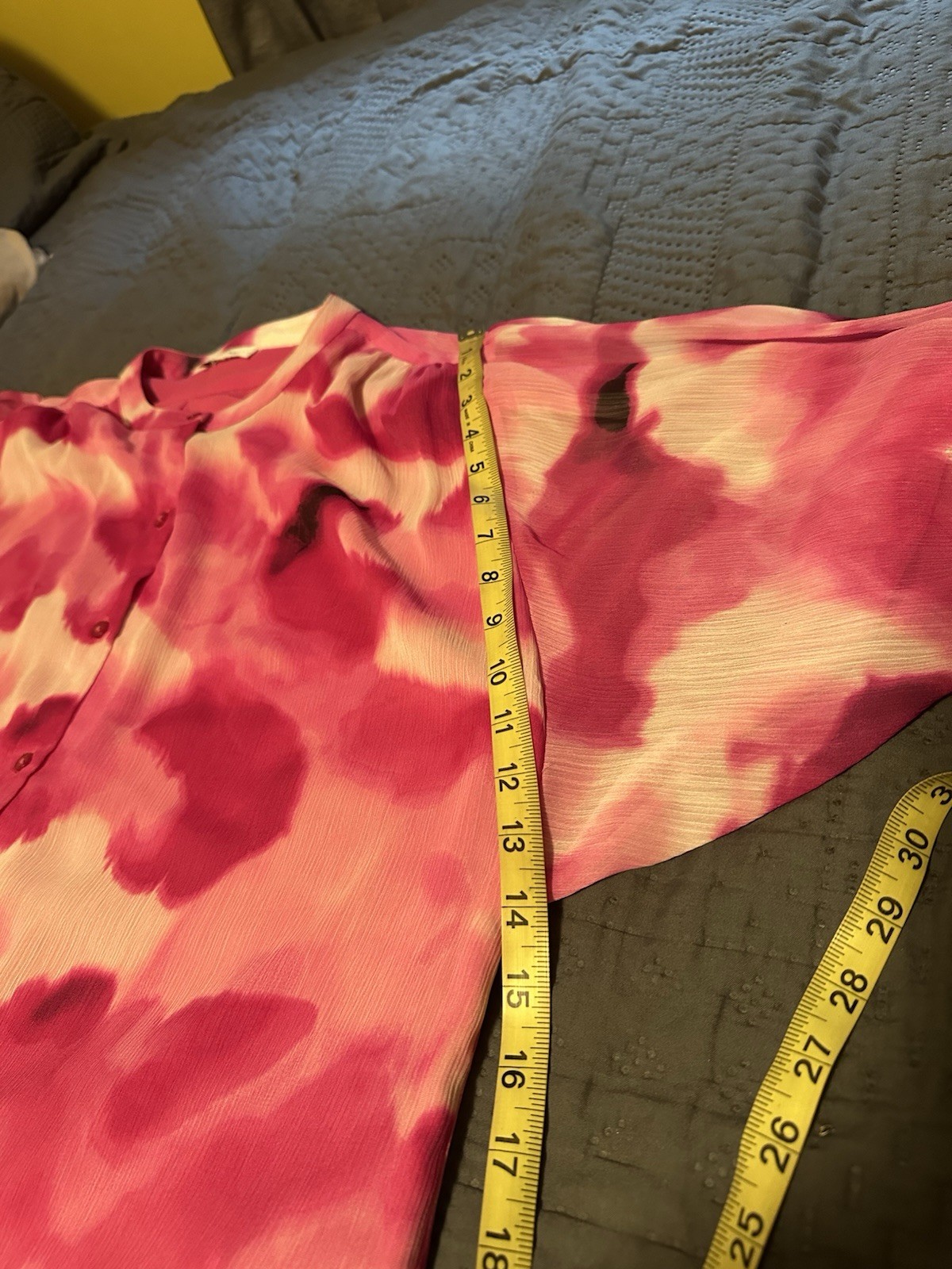 CALVIN KLEIN Women’s Blouse Top Fushsia White Lined Shirt Sz M No Size Tag