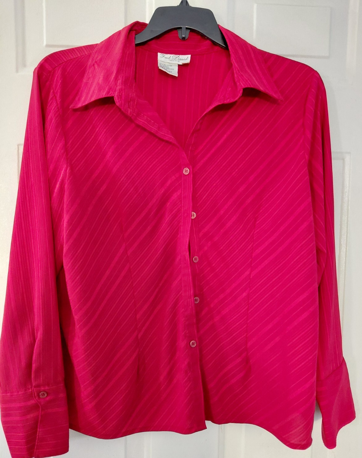 Fred David Vibrant Red Stretch Long Sleeve Blouse