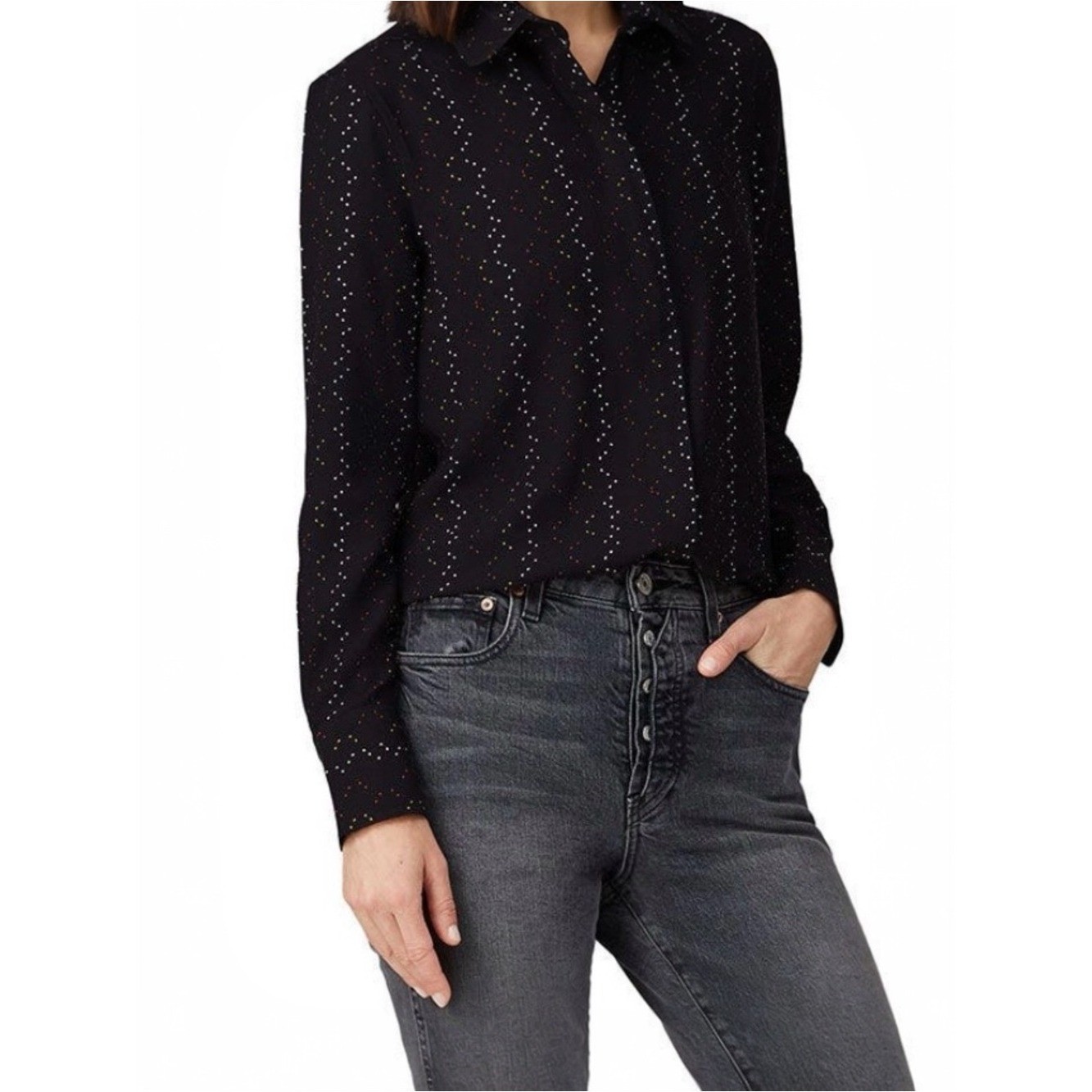 Equipment Femme Silk Feel Printed Button Down Blouse Large